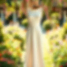 Elegant sun dress displayed in a sunlit garden