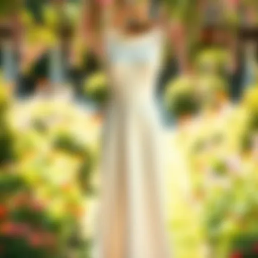 Elegant Sun Dress in a Garden Elegant sun dress displayed in a sunlit garden