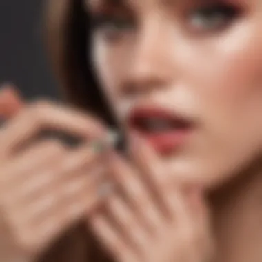 Illustration of a person applying beauty sticker nail wraps on nails