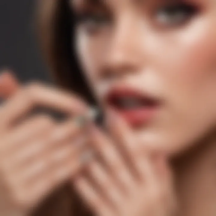 Illustration of a person applying beauty sticker nail wraps on nails