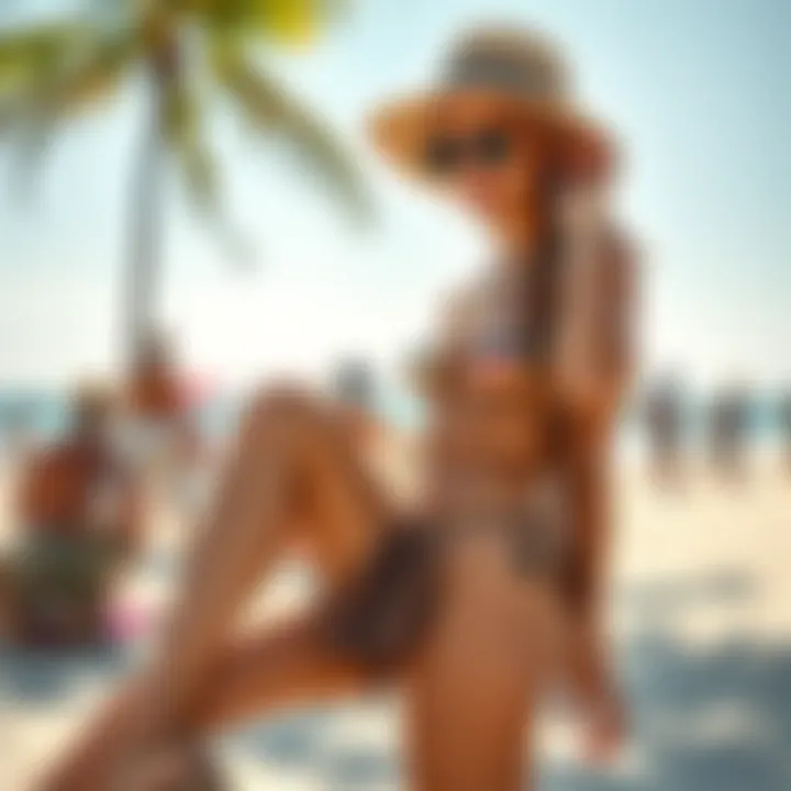 Stylish accessories and footwear paired with beach attire