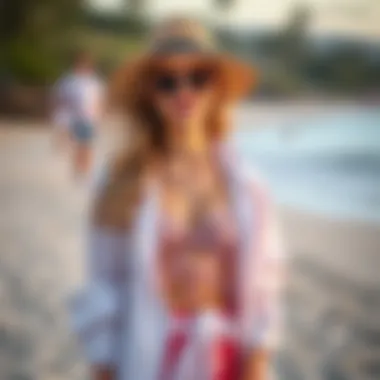 Layered beach clothing suitable for changing weather