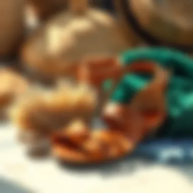 A collection of sustainable materials used in bohemian footwear