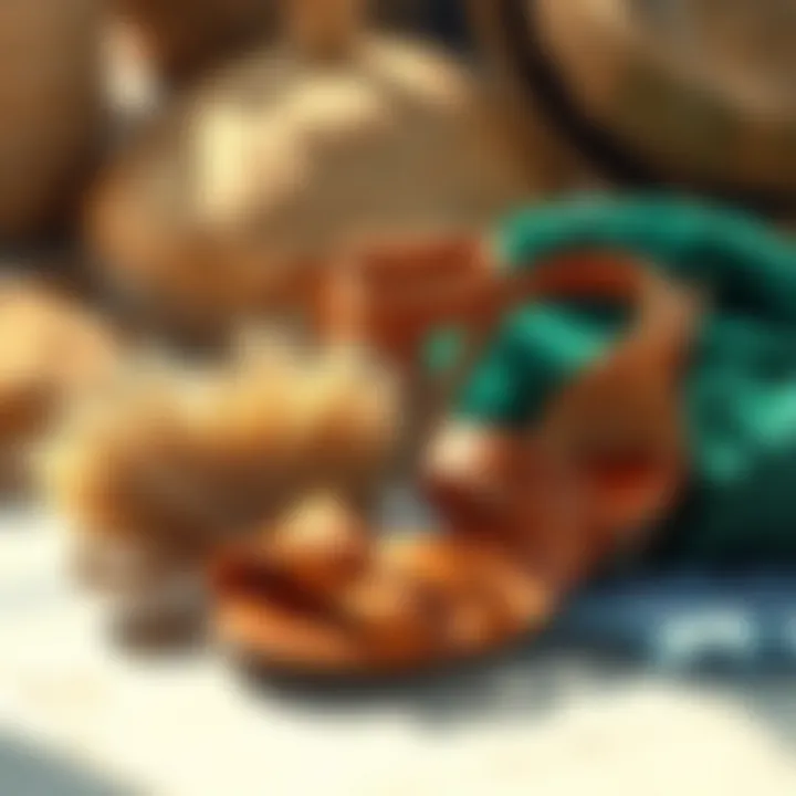 A collection of sustainable materials used in bohemian footwear