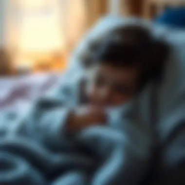 Child cuddling a soft security blanket