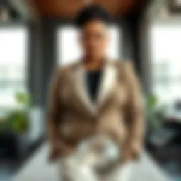 Elegant tailored plus size blazer in a professional setting