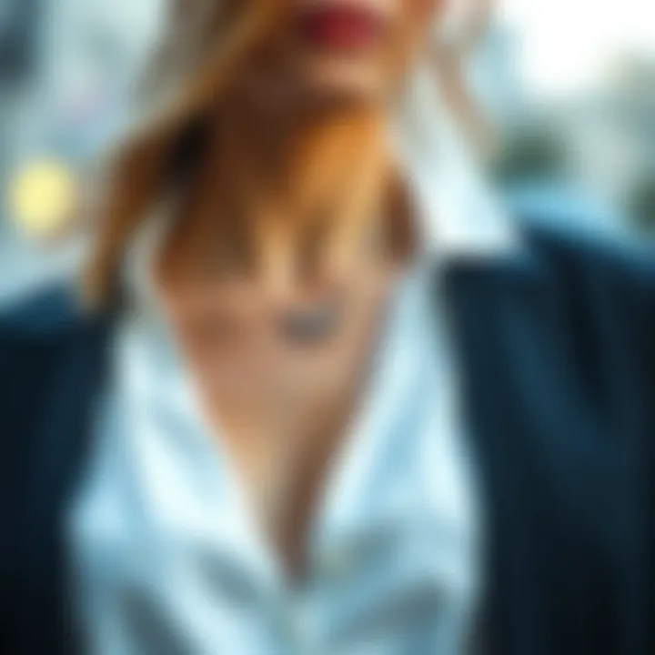 Fashionable woman wearing butterfly initial necklace with elegant outfit