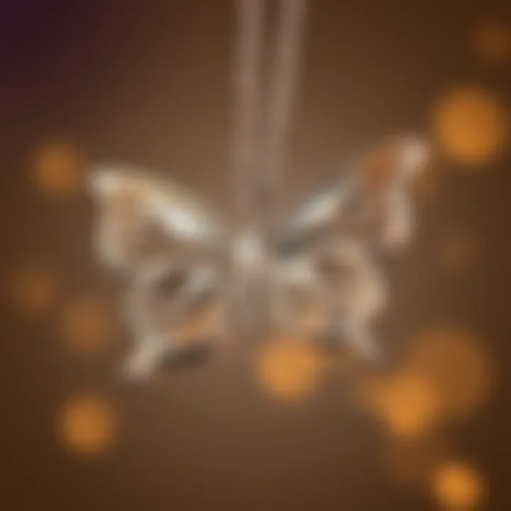 Close-up of personalized initials on butterfly necklace