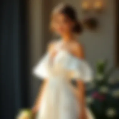 Elegant off-the-shoulder bridal shower dress