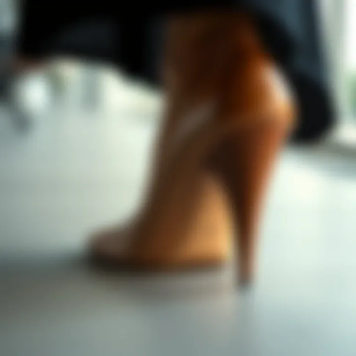 Craftsmanship of Cone Heels A close-up view of cone heel construction highlighting craftsmanship