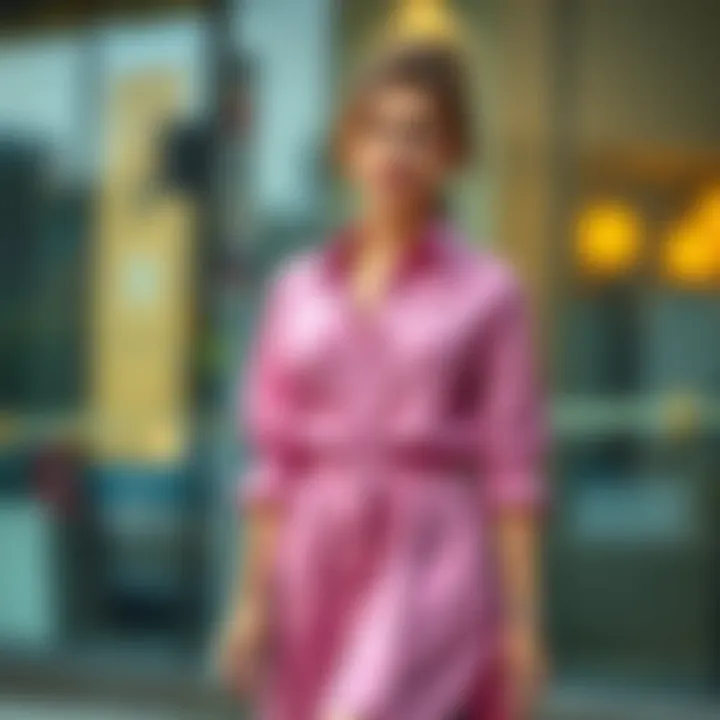 Styling Techniques for Versatile Shirt Dresses Fashionable styling options for a curved hem shirt dress