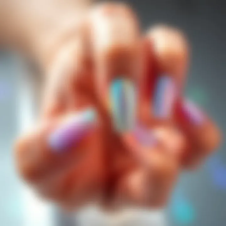 Stylish display of holographic nails in different designs and finishes