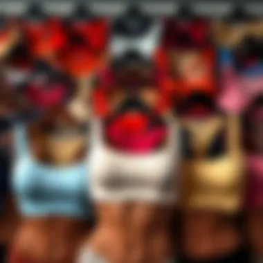 An array of bandage crop tops in various colors and designs