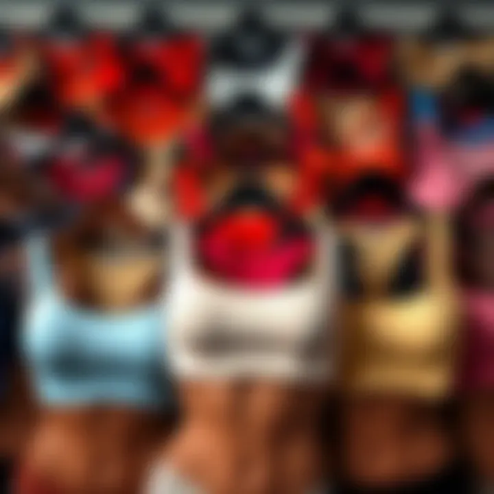 An array of bandage crop tops in various colors and designs