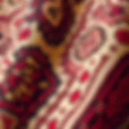 A detailed close-up of a bar tapestry showcasing intricate patterns and textures