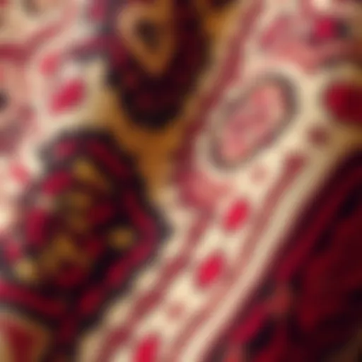 Intricate Patterns of Bar Tapestry A detailed close-up of a bar tapestry showcasing intricate patterns and textures