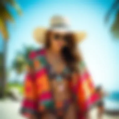 Colorful beach cover-up styled with accessories