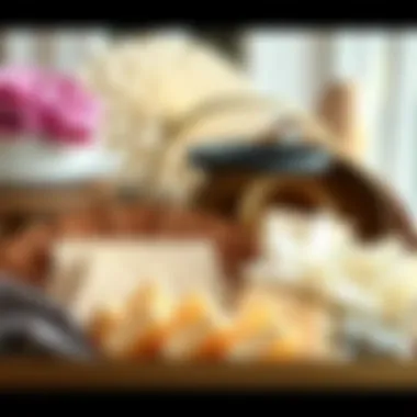 Elegant Arrangement of Tiered Tray Materials Elegant arrangement showcasing various materials for tiered trays