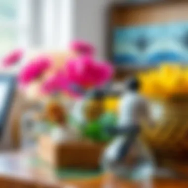 Vibrant Bee Motifs in Home Decor Close-up of vibrant bee motifs in home decor settings