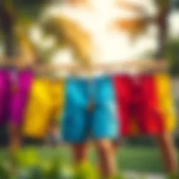 A stylish set of Bermuda walking shorts displayed in various colors