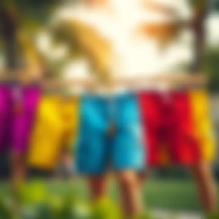 A stylish set of Bermuda walking shorts displayed in various colors