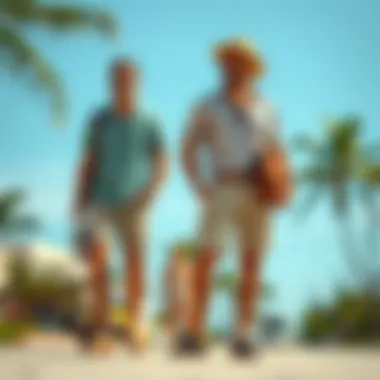 A fashion-forward look featuring Bermuda walking shorts paired with accessories