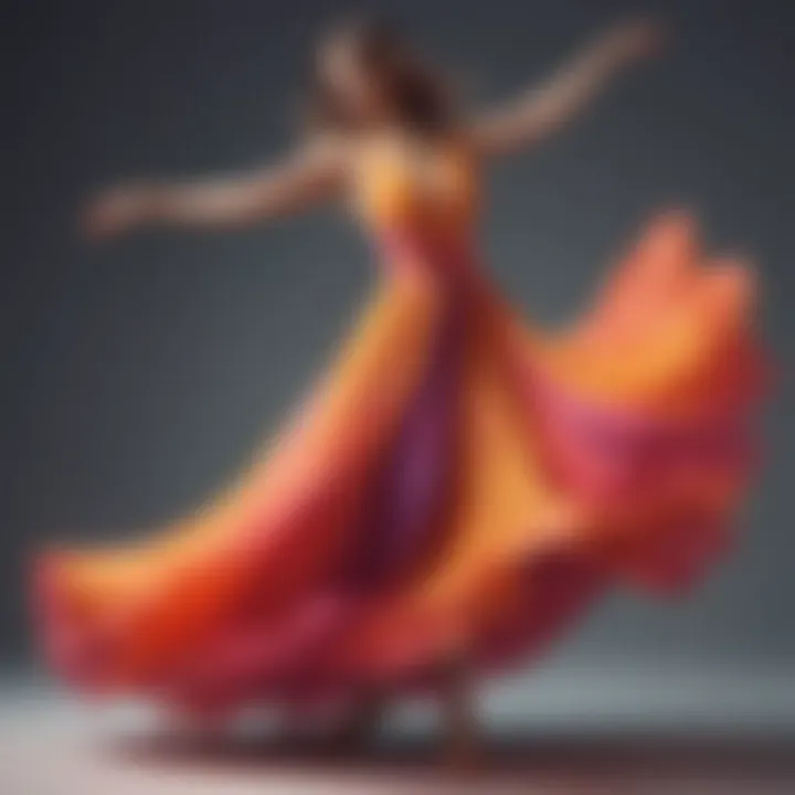 A flowy dance dress showcasing vibrant colors and elegant design