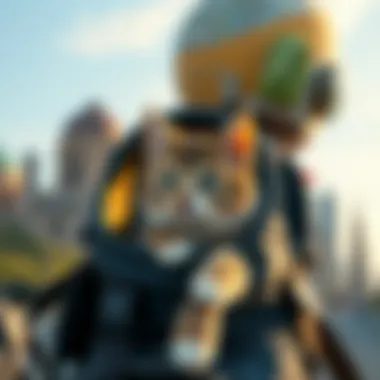 A scenic travel moment with a cat in a backpack capsule