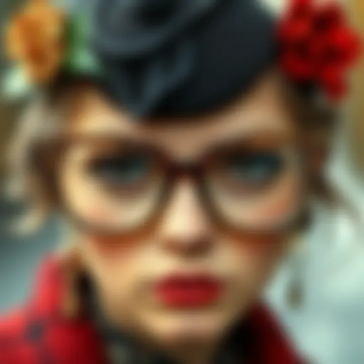A vintage photograph illustrating the historical significance of cat eye glasses