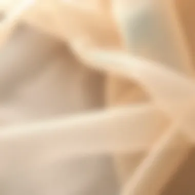 Close-up of the delicate texture of clear organza fabric