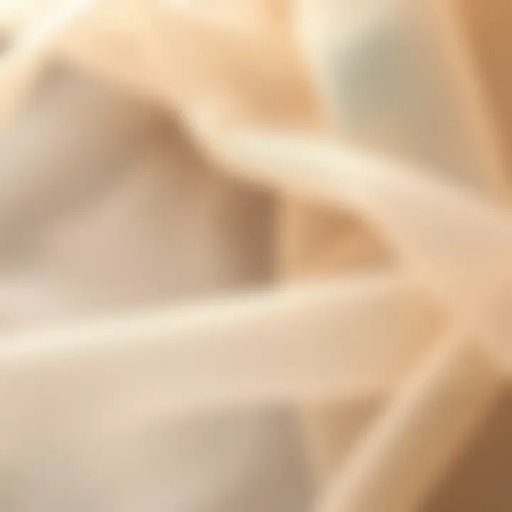 Close-up of the delicate texture of clear organza fabric