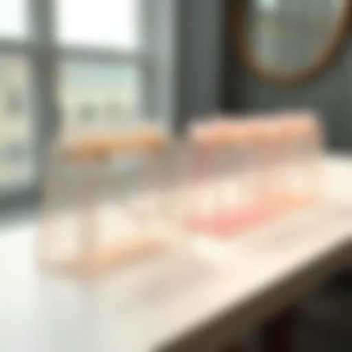 Elegant clear organza bags showcased on a minimalistic surface