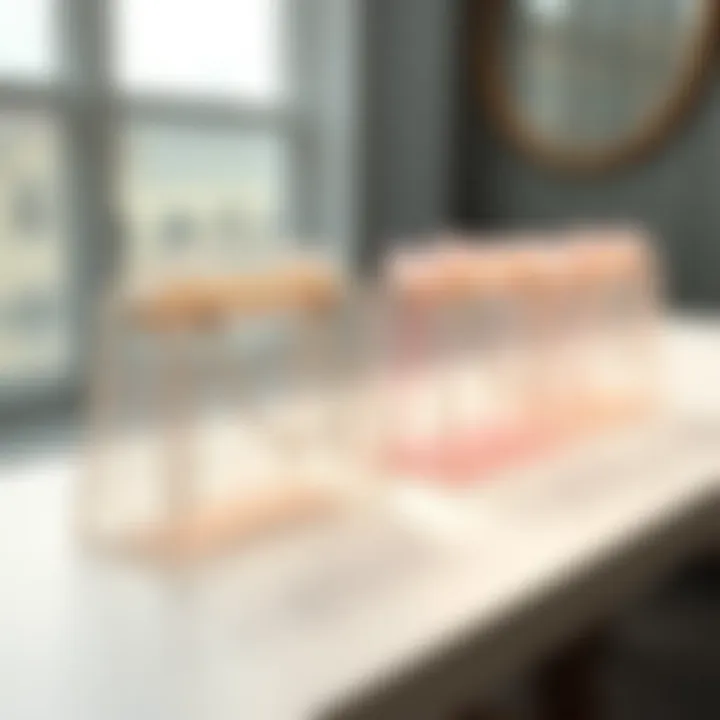 Elegant clear organza bags showcased on a minimalistic surface