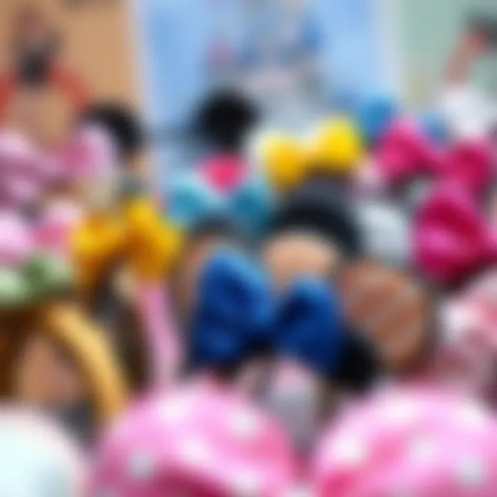 A vibrant collection of various Disney ears showcasing unique designs and colors.