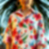 A vibrant plus size summer shirt featuring floral patterns