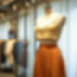 Elegant Bralette and Skirt Set Display Chic solid bralette top and high split front skirt ensemble showcased on a mannequin