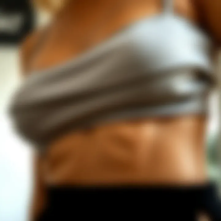 Close-up of fabric texture showing the quality of the bralette and skirt materials