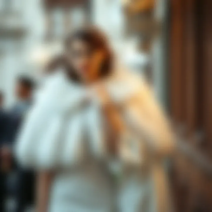 Fur Cape with Vintage Wedding Attire Elegant fur cape paired with vintage wedding attire