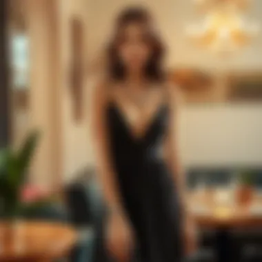 Stylish pairing of accessories with a midi dress on a chic background