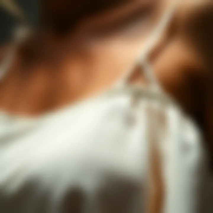 Close-up of the intricate fabric pattern on a midi dress