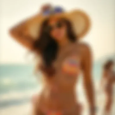 Fashionable festival bikini styled with accessories