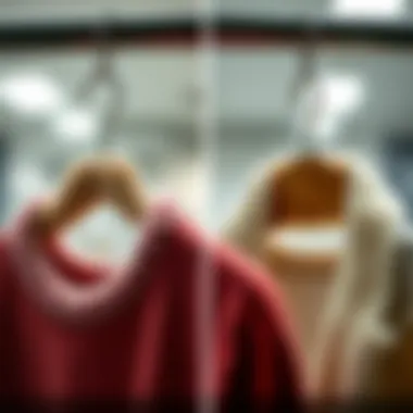 Comparison of flocked non-slip hangers and traditional hangers illustrating garment preservation.