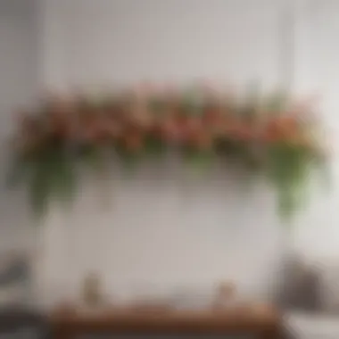 Elegant flower garland arrangement on a living room wall