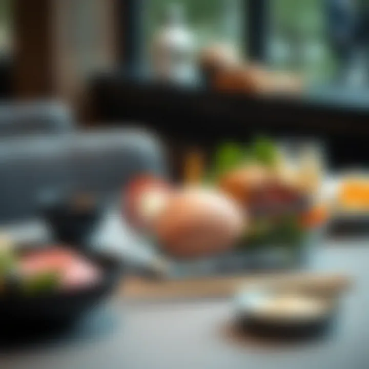 Aesthetic presentation of a glass bento box on a dining table