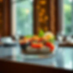 Elegant glass bento box showcasing vibrant meal presentation