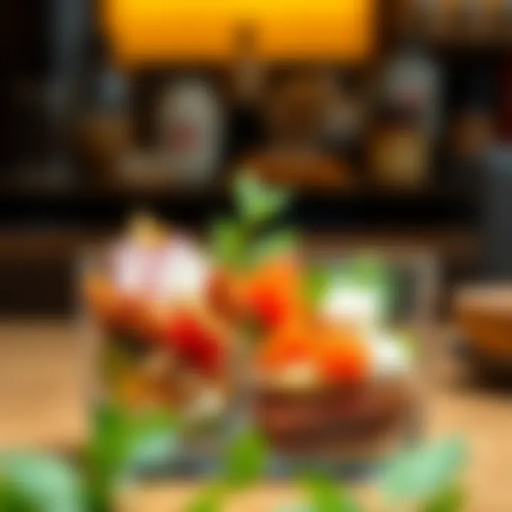 Stylish arrangement of colorful ingredients in a glass bento