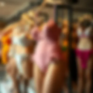 Chic collection of high-waisted bathing suit bottoms on display