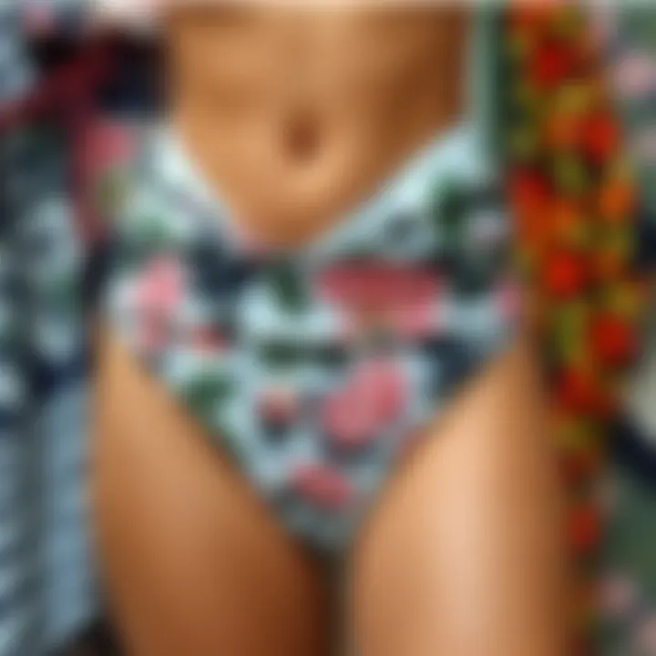Variety of fabrics and patterns for high-waisted swimsuits