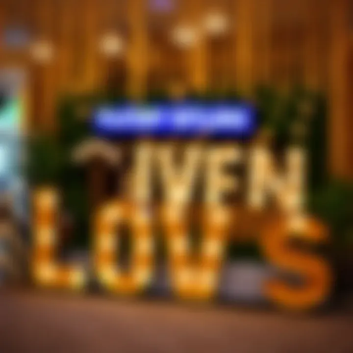 Creative display of large wood letters at an event or party