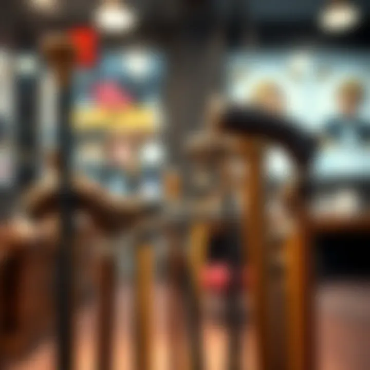 Diverse Cane Materials and Designs A selection of canes showcasing various materials and designs